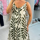 Emmeline Leaf Print Loose Fit Strappy Dress OMFORT