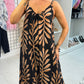 Emmeline Leaf Print Loose Fit Strappy Dress OMFORT
