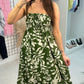 Claudette Leaf Print Elasticated Bust Loose Fit Dress OMFORT