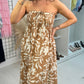 Claudette Leaf Print Elasticated Bust Loose Fit Dress OMFORT