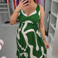 Zena Abstract Print Deep V Neck Magic Dress OMFORT