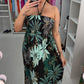 Gaynor Leaf Print Elasticated Bust Magic Maxi Dress OMFORT