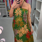 Gaynor Leaf Print Elasticated Bust Magic Maxi Dress OMFORT