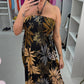 Gaynor Leaf Print Elasticated Bust Magic Maxi Dress OMFORT
