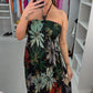 Gaynor Leaf Print Elasticated Bust Magic Maxi Dress OMFORT