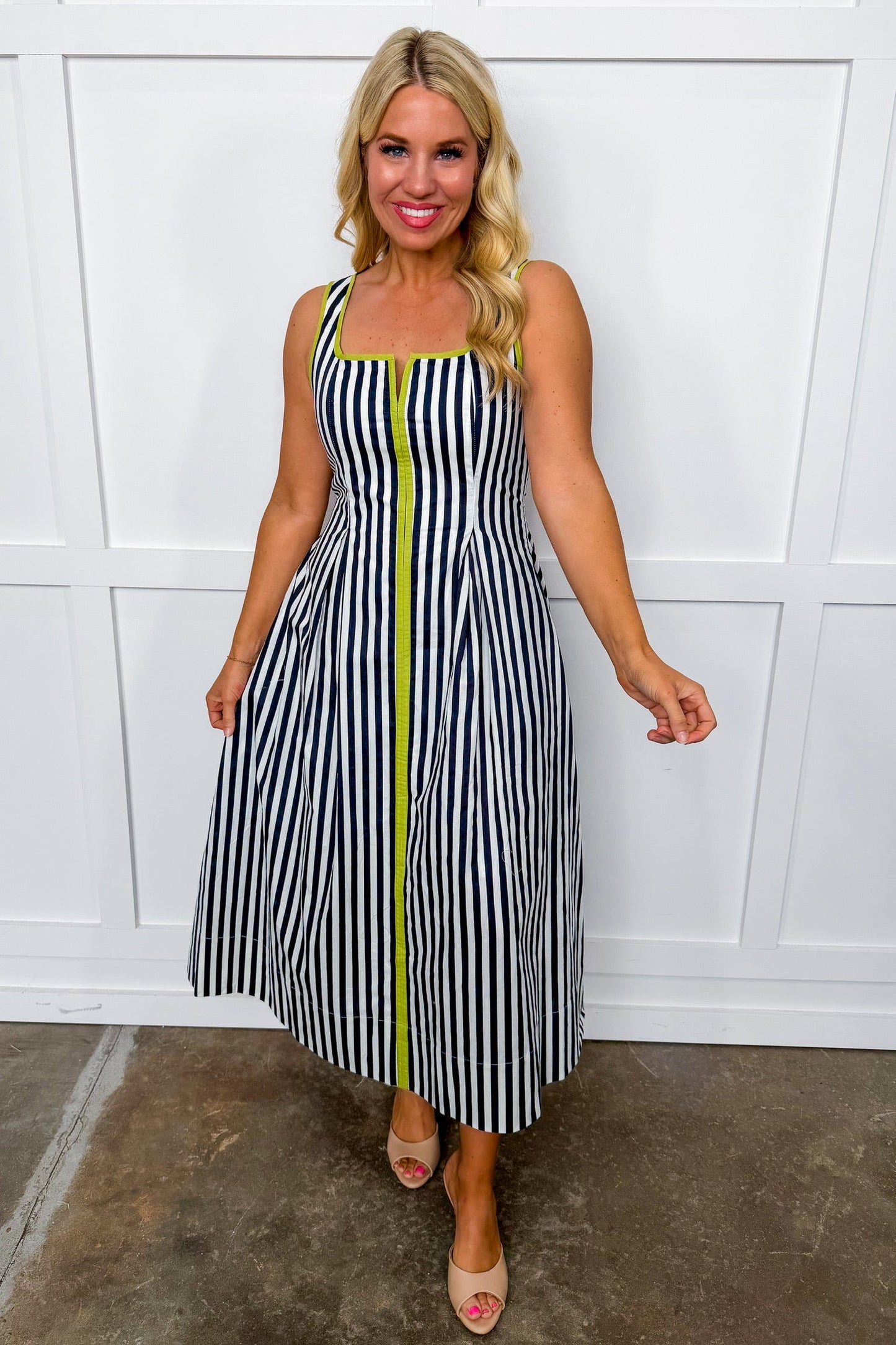 Just Feels Right Stripe Dress in Navy OMFORT