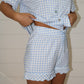 Ruffle Bamboo Short Set in Blue Gingham OMFORT