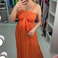 Reece Plain Elasticated Bust Floaty Maxi Dress OMFORT