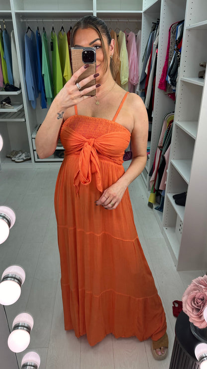 Reece Plain Elasticated Bust Floaty Maxi Dress OMFORT
