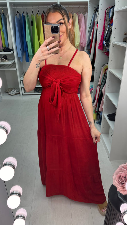 Reece Plain Elasticated Bust Floaty Maxi Dress OMFORT