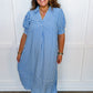 Picnic Perfect Gingham Midi Dress in Blue OMFORT