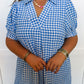 Picnic Perfect Gingham Midi Dress in Blue OMFORT