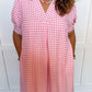 Picnic Perfect Gingham Midi Dress in Pink OMFORT