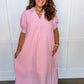 Picnic Perfect Gingham Midi Dress in Pink OMFORT