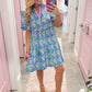 The Kinsley Mini Dress in Vintage Posies Blue by Mary Square OMFORT