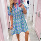 The Kinsley Mini Dress in Vintage Posies Blue by Mary Square OMFORT