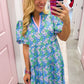 The Kinsley Mini Dress in Vintage Posies Blue by Mary Square OMFORT