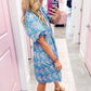 The Kinsley Mini Dress in Vintage Posies Blue by Mary Square OMFORT