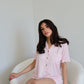 Ruffle Bamboo Short Set in Pink Gingham OMFORT