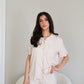 Ruffle Bamboo Short Set in Tan Gingham OMFORT