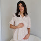 Ruffle Bamboo Short Set in Tan Gingham OMFORT