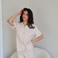 Ruffle Bamboo Short Set in Tan Gingham OMFORT