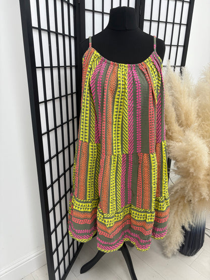 Denice Abstract Print Cheesecloth Midi Dress mysite
