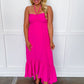 After Hours Halter Midi Dress in Fuchsia OMFORT