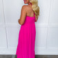 After Hours Halter Midi Dress in Fuchsia OMFORT