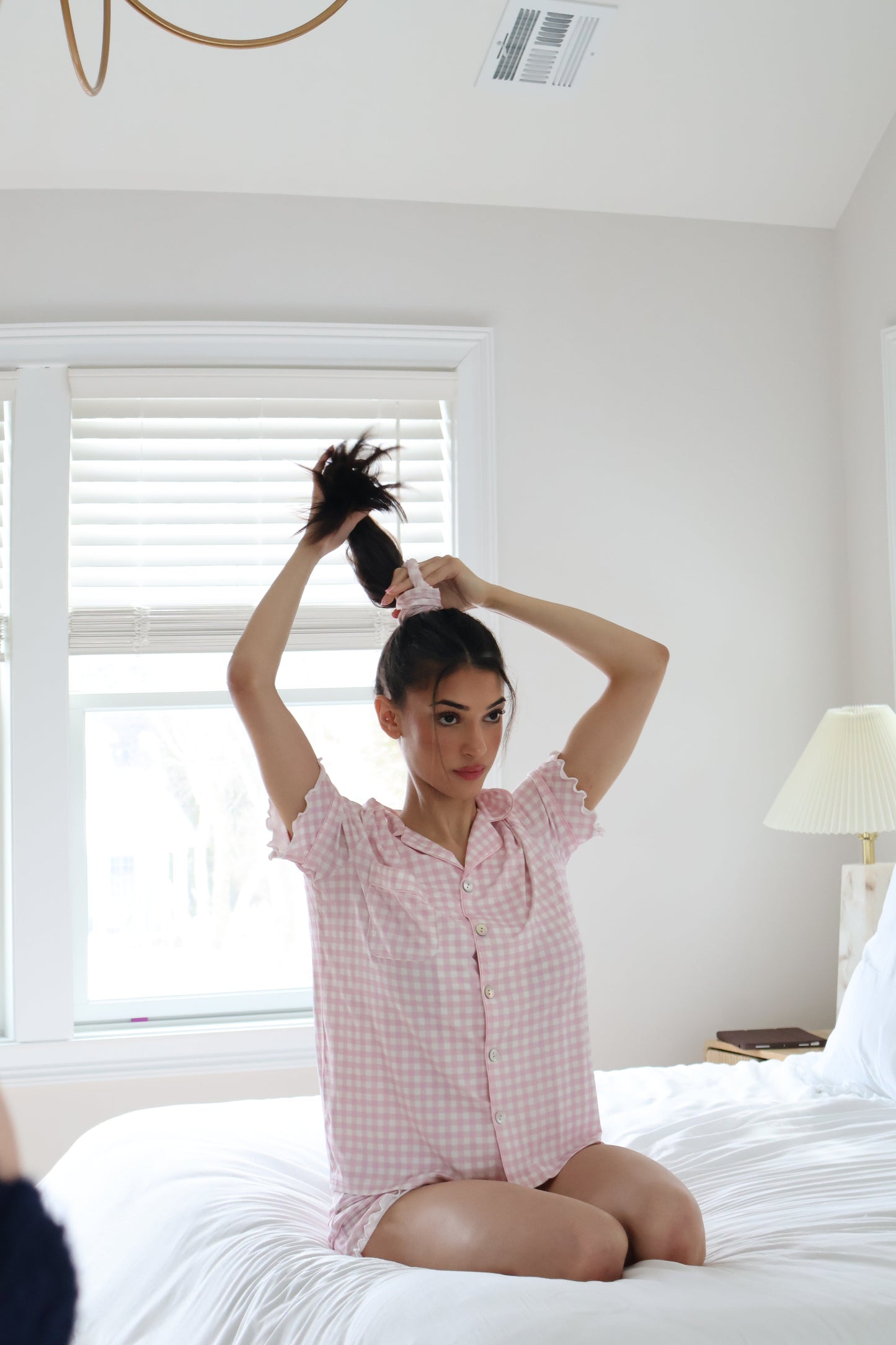 Bamboo Gingham Scrunchie OMFORT