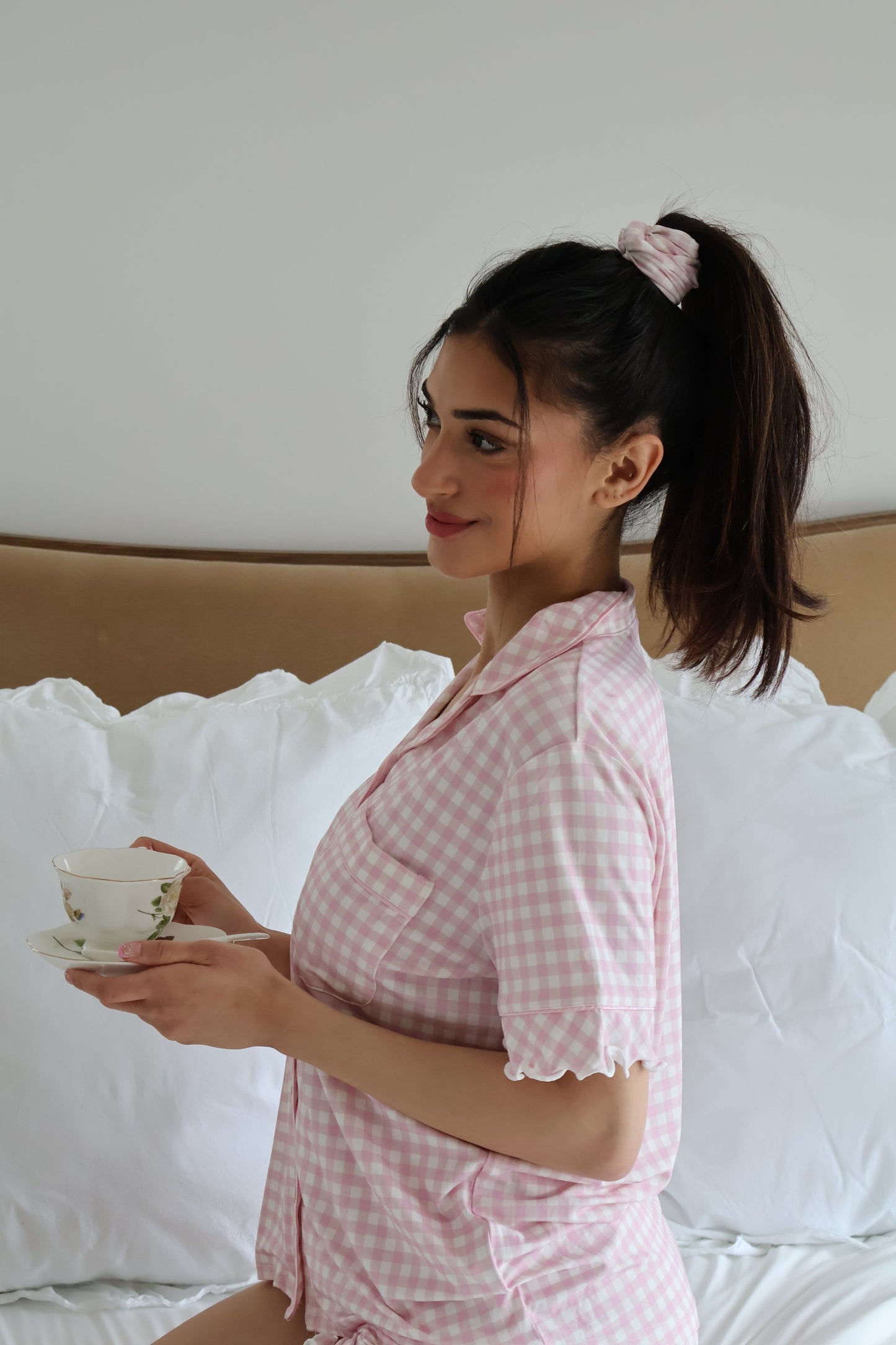 Bamboo Gingham Scrunchie OMFORT