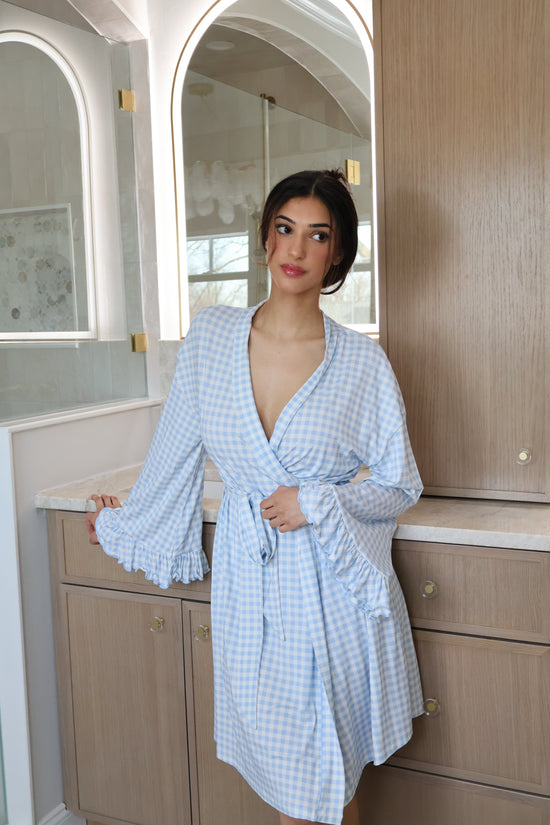 Ruffle Bamboo Gingham Robe OMFORT