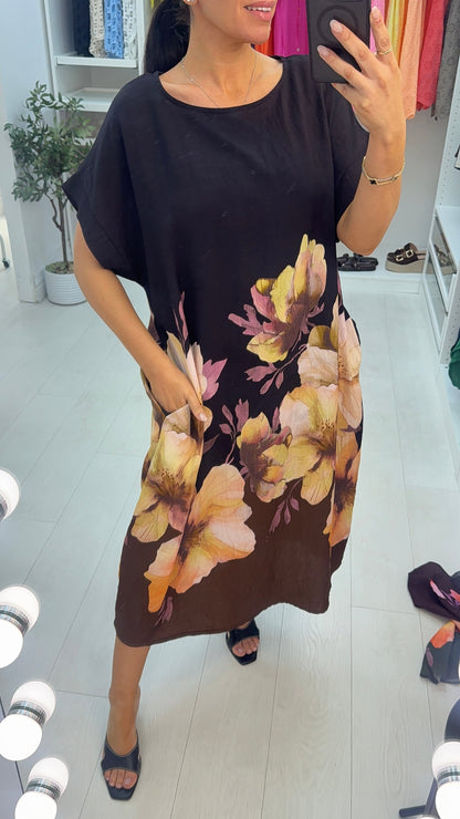 Quincie Floral Print Loose Fit Dress OMFORT