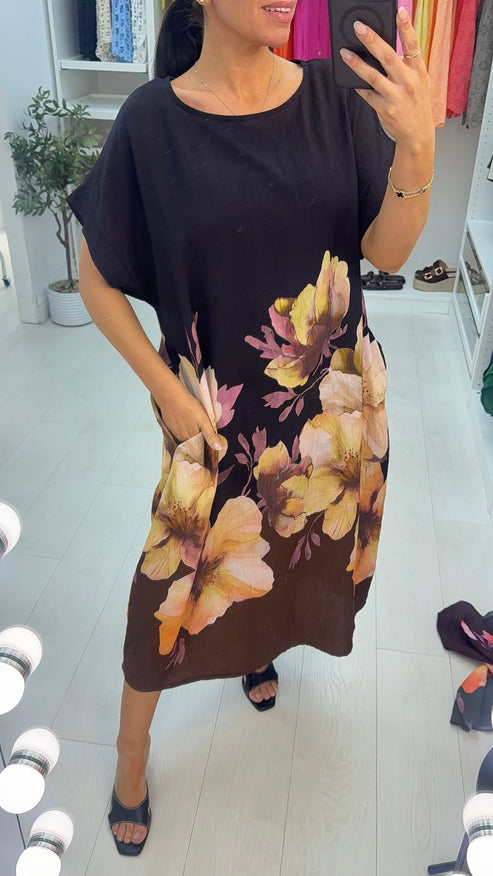 Quincie Floral Print Loose Fit Dress OMFORT
