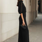 Black Chiffon Top And Wide Leg Pants Three Piece Set omfort