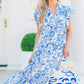 Look You Up Blue Floral Ruffled Midi Dress OMFORT