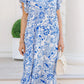 Look You Up Blue Floral Ruffled Midi Dress OMFORT