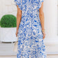 Look You Up Blue Floral Ruffled Midi Dress OMFORT