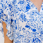 Look You Up Blue Floral Ruffled Midi Dress OMFORT