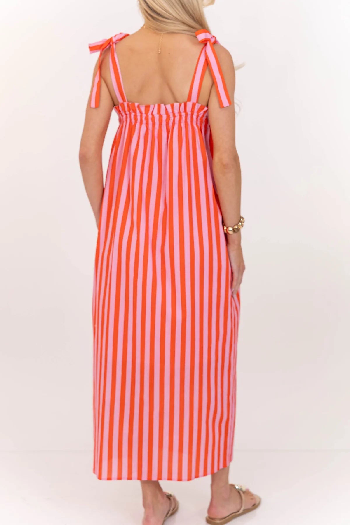 Made To Feel Good Red Striped Midi Dress OMFORT