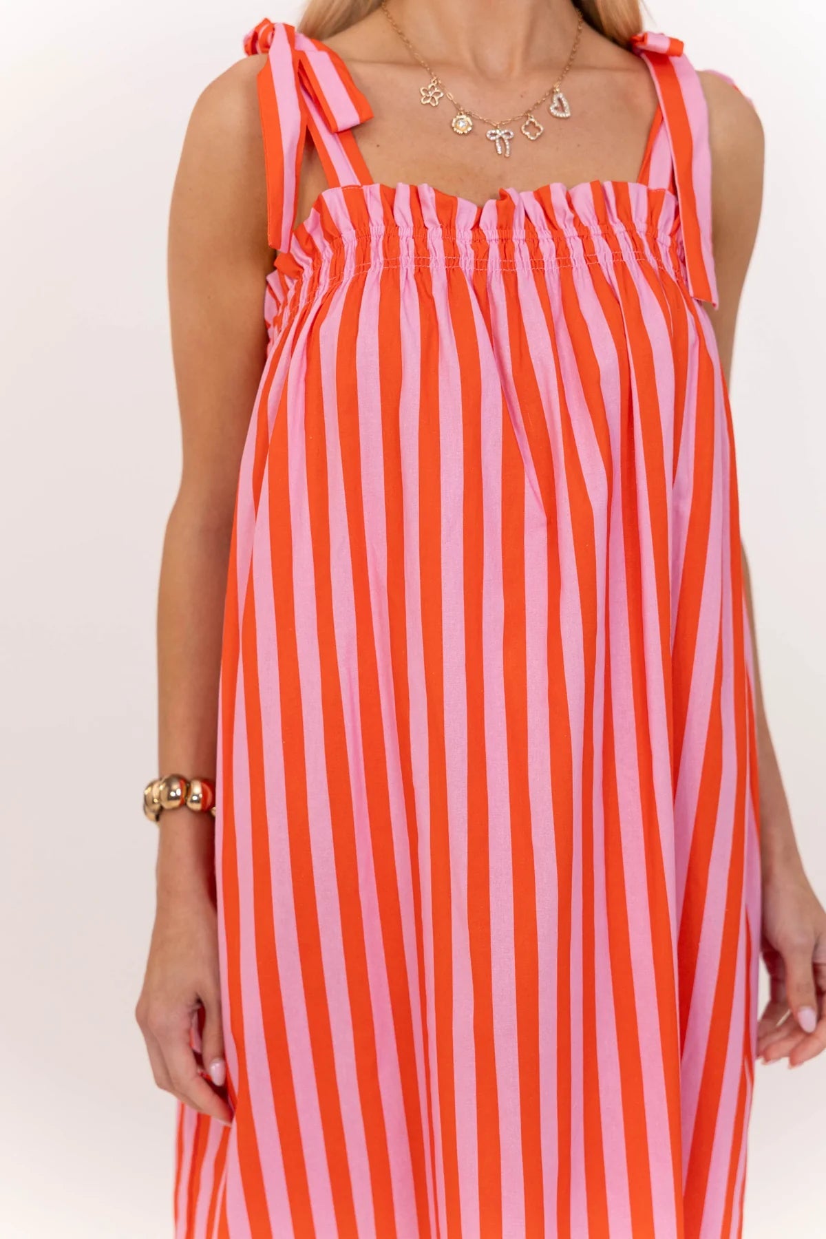 Made To Feel Good Red Striped Midi Dress OMFORT