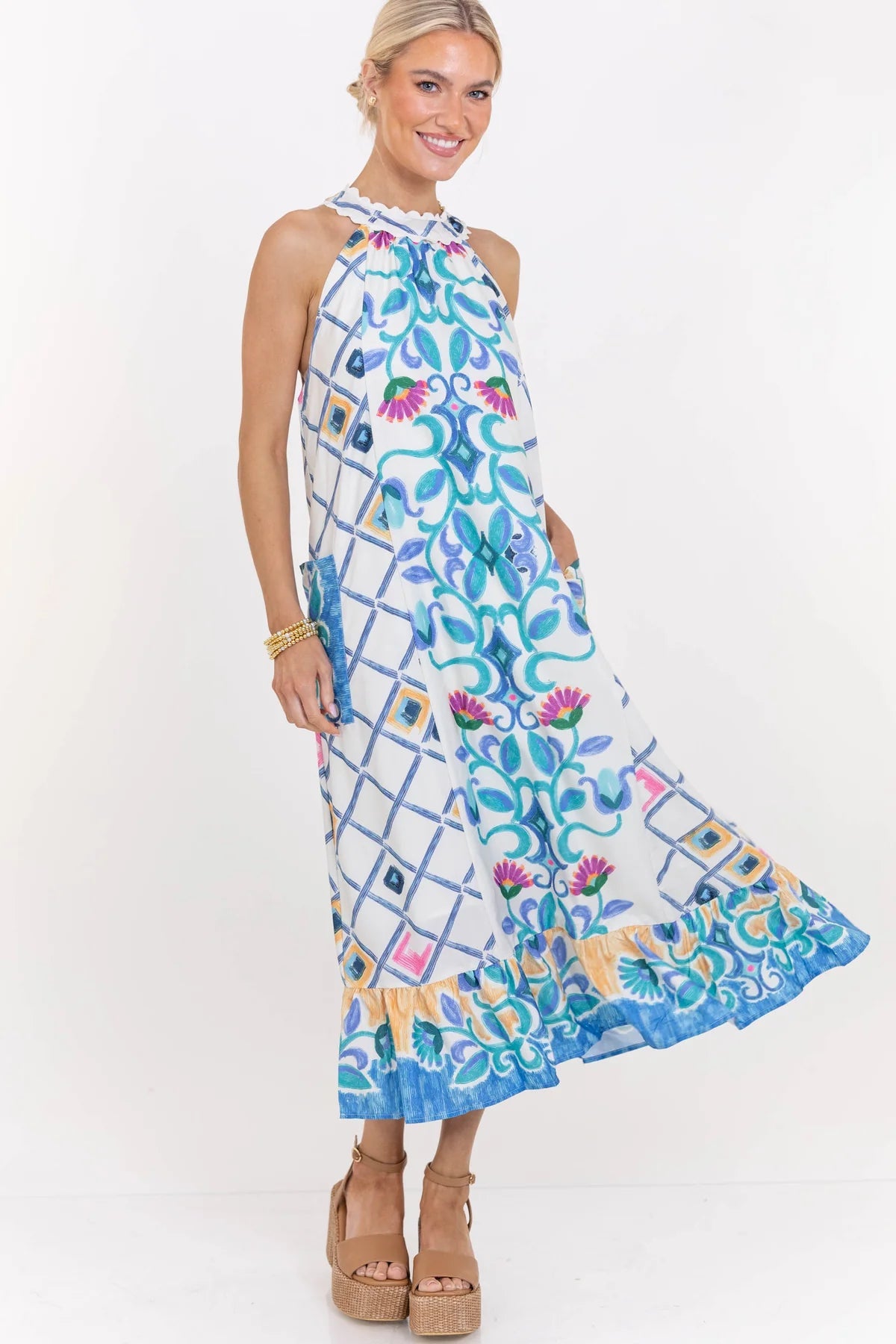 Nothing Like It Blue Floral Midi Dress OMFORT