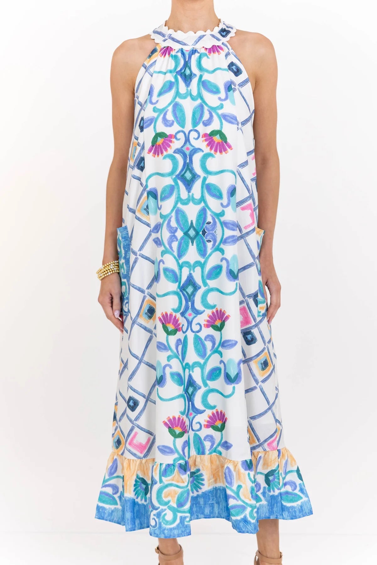 Nothing Like It Blue Floral Midi Dress OMFORT