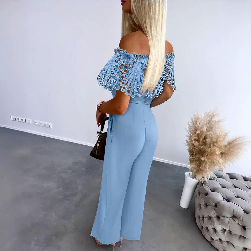 New Summer Lace Book Cloth Belt Pants OMFORT