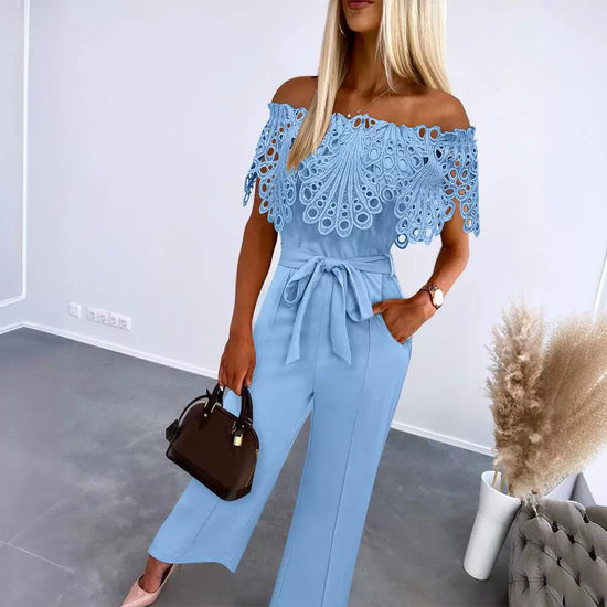 New Summer Lace Book Cloth Belt Pants OMFORT