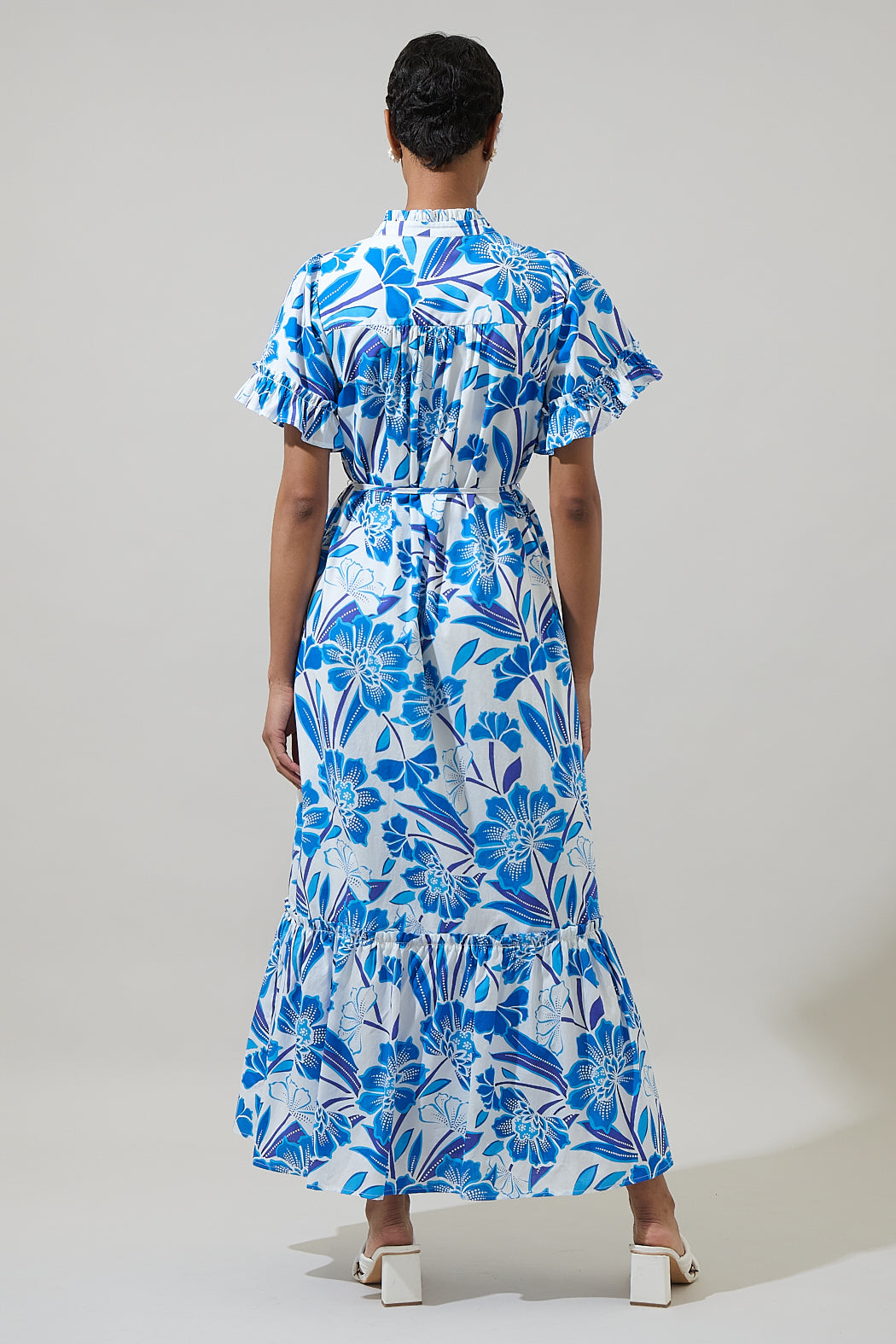 Floral Alna Button Up Midi Dress OMFORT