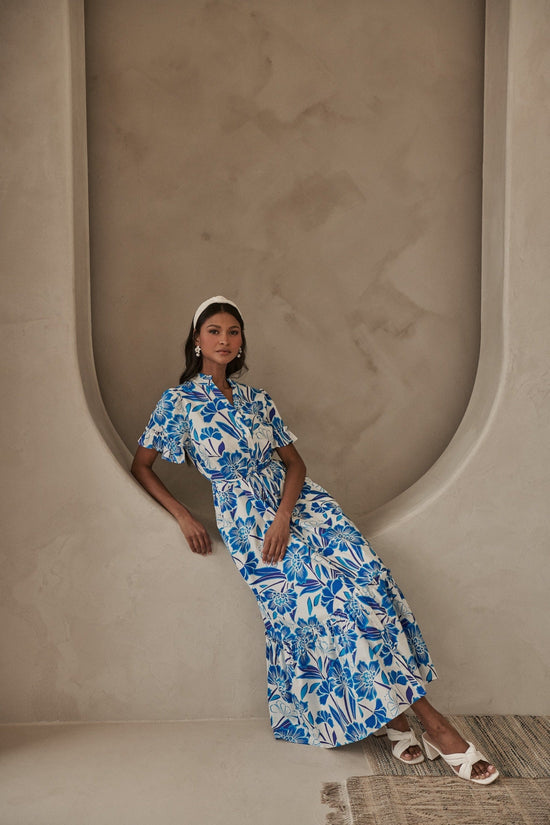 Floral Alna Button Up Midi Dress OMFORT