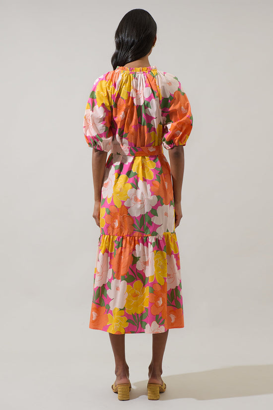 Milley Floral Wynette Tiered Midi Dress OMFORT