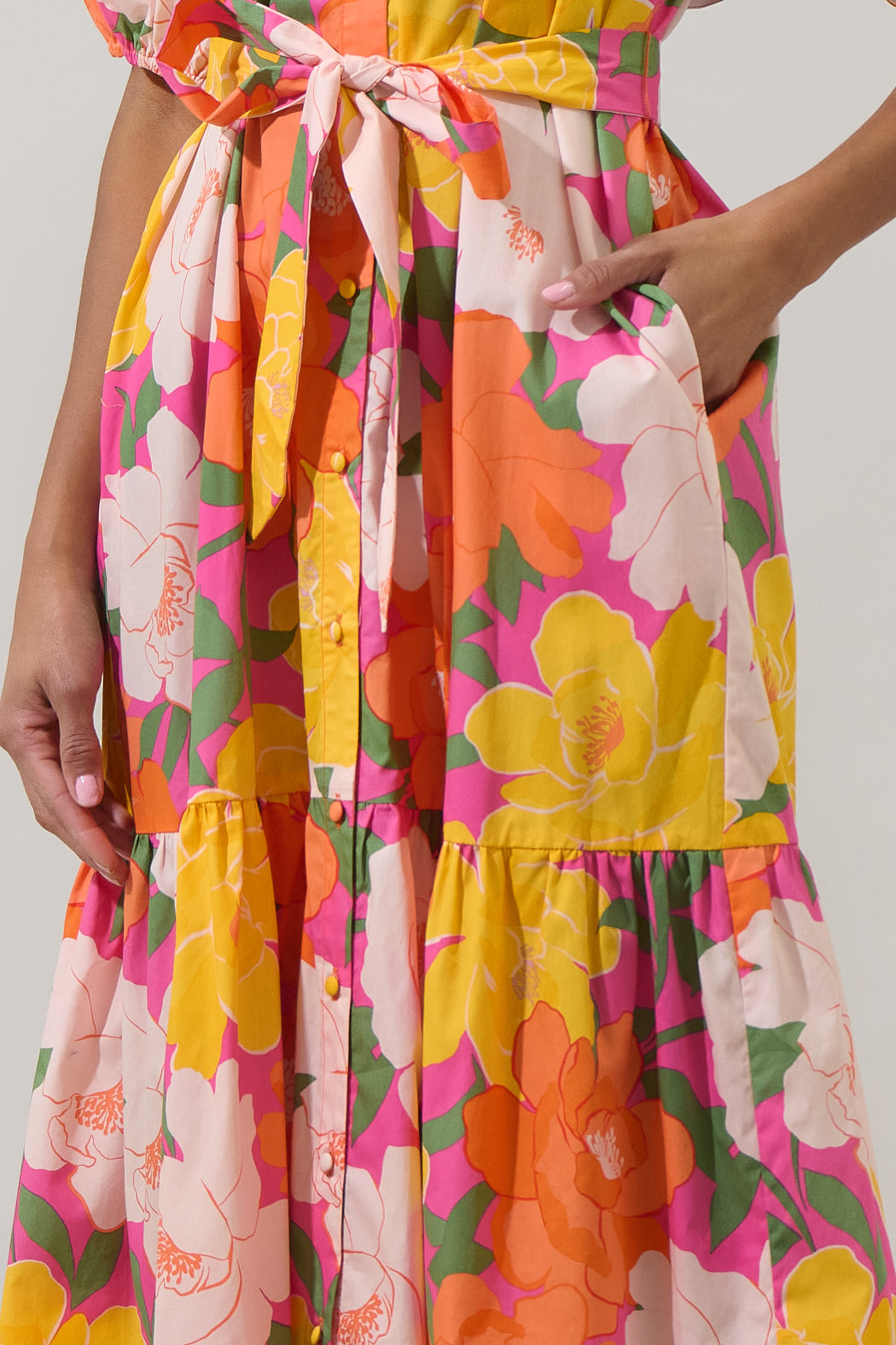 Milley Floral Wynette Tiered Midi Dress OMFORT
