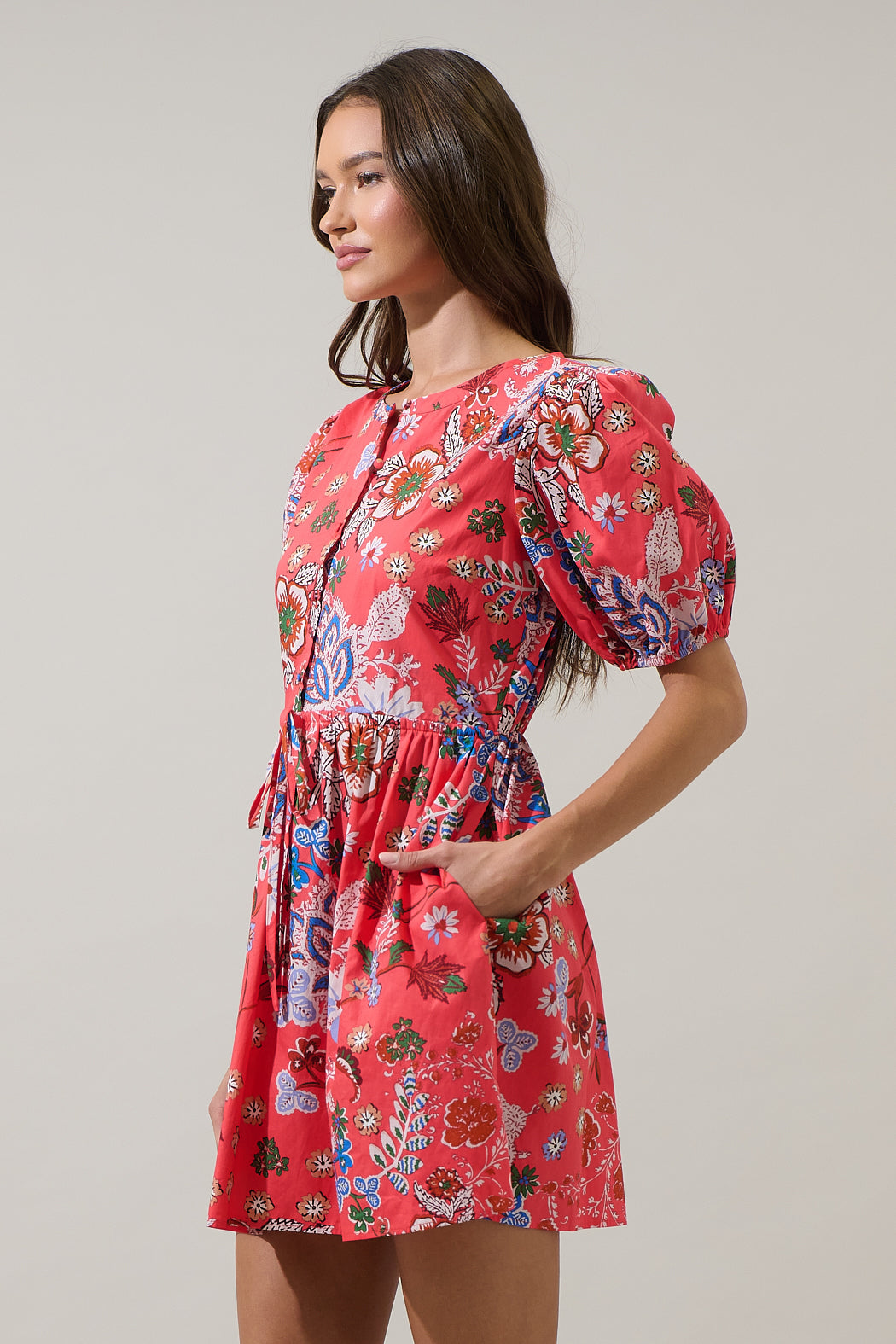 Oreanna Floral Alba Puff Sleeve Mini Dress OMFORT